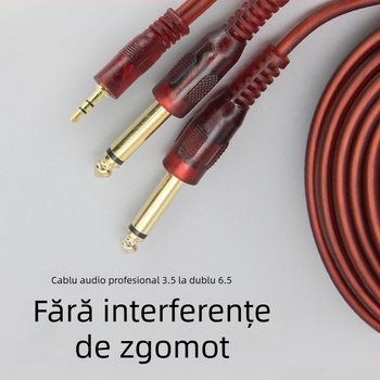 Cablu audio Shadow Fiber 3,5 mm la 2×6,5 mm, nucleu de cupru, pentru dispozitive digitale