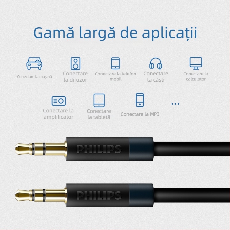 Cablu AUX Philips, splitter 1 către 2, conectori placate cu aur, fir din cupru fără oxigen, model SWR2102S/93
