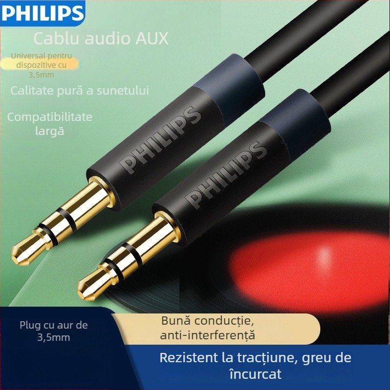 Cablu AUX Philips, splitter 1 către 2, conectori placate cu aur, fir din cupru fără oxigen, model SWR2102S/93