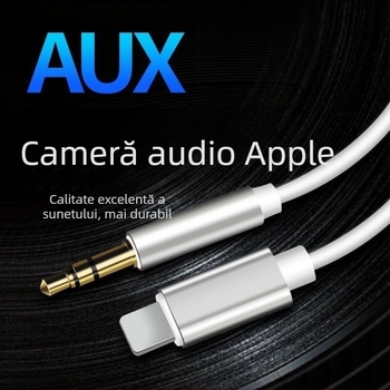 Cablu audio AUX pentru mașină Apple, compatibil cu iPhone XR, 7, 11, 8 și 8 Plus | nucleu din cupru placat cu aur, conductor din aliaj