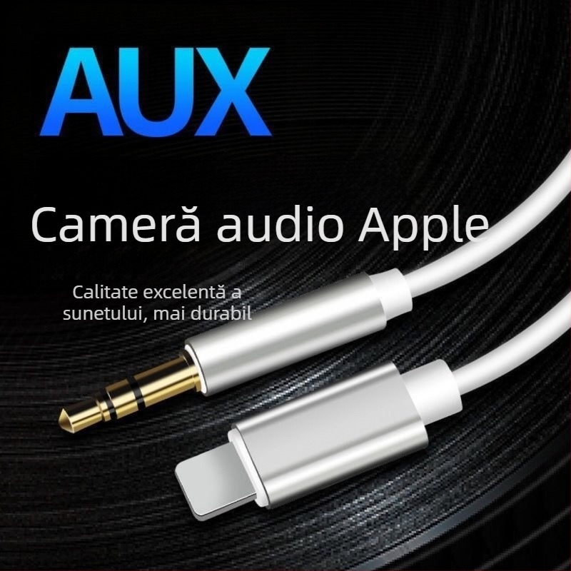 Cablu audio AUX pentru mașină Apple, compatibil cu iPhone XR, 7, 11, 8 și 8 Plus | nucleu din cupru placat cu aur, conductor din aliaj