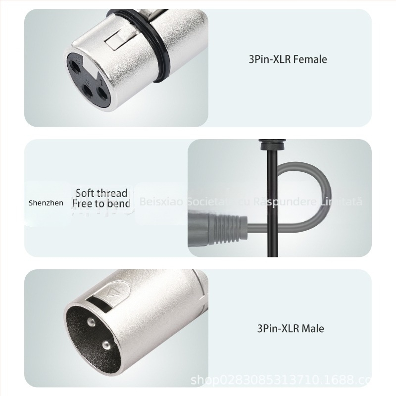 Cablu XLR splitter, ecranat, de la mufa feminină la două mufe masculine, carcasă metalică, nucleu din cupru, nichelat