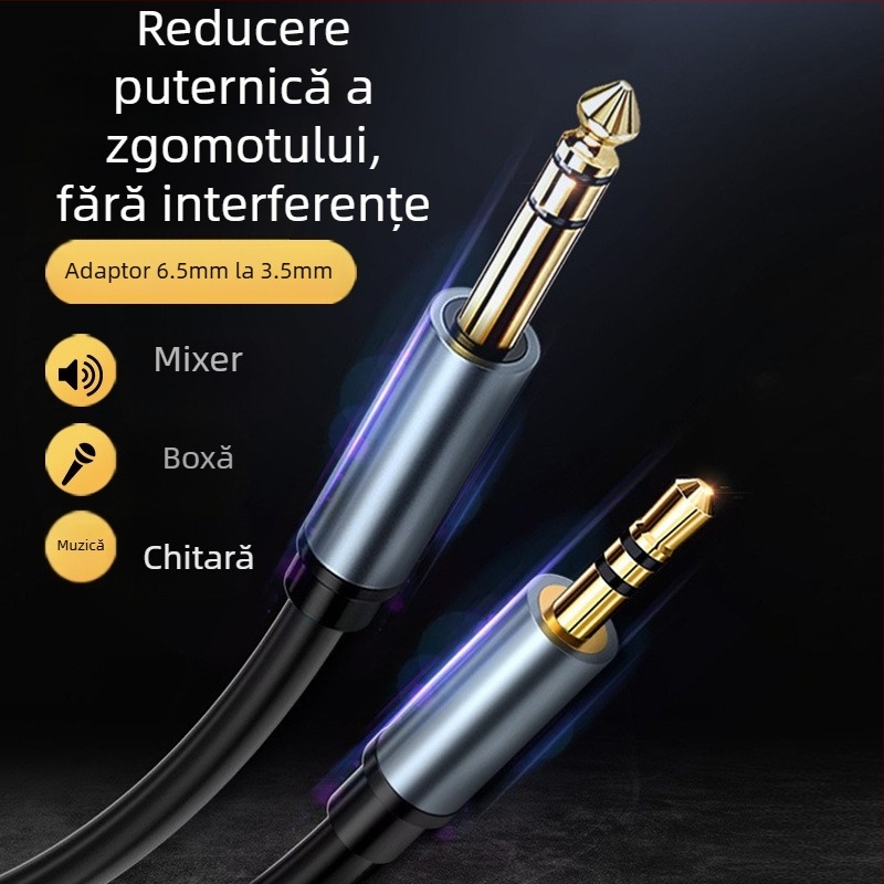 Rxix Luoxi cablu audio 3.5–6.5 mm, conectori masculin‑masculin, plăci aur, conductor din cupru cu miez de oțel; potrivit pentru telefon mobil, PC, mixer, chitară electrică și orgă electronică; lansat în 2022
