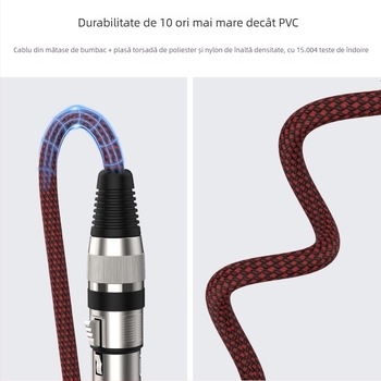 Cablu audio balansat 6,35 mm la XLR femelă, conectori plăcați cu aur, nucleu din cupru fără oxigen, ecran din nylon împletit, ROHS certificat
