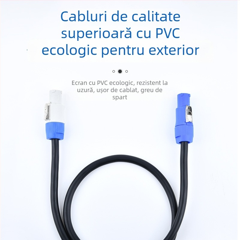 Cablu de alimentare cu 3 pini cu conector aerian pentru LED-uri, lumini de scenă și sunet – conductori din cupru OFC, nichelat, ISO 9001
