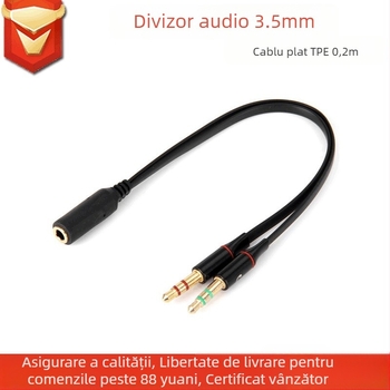 LEXUN cablu audio plat 2-în-1 pentru notebookuri și desktopuri – adaptor pentru căști/mikrofon, placat cu aur, miez de cupru