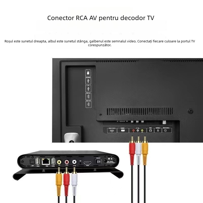 Cablu AV 3 RCA la 3 RCA pentru audio/video, DVD, set-top box și televizor vechi