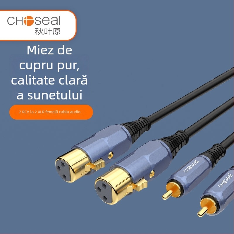 Choseal/Akihabara QS3528 Cablu audio RCA cu conectori Dual-Lotus la RCA feminin, placare aurie, cupru fără oxigen, model QS3528