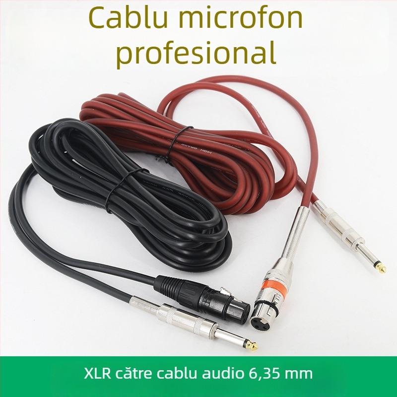 Cablu audio balanțat XLR la 6,35 mm, contacte placate cu aur, miez din cupru pur, cupru fără oxigen, SGS certificat