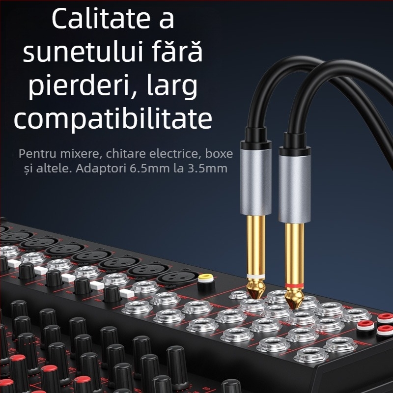 Cablu audio 3,5 mm către dual 6,35 mm, adaptor masculin– masculin 6,35 mm, splitter Y 1 la 2, contacte placate cu aur, conductor din aliaj de aluminiu