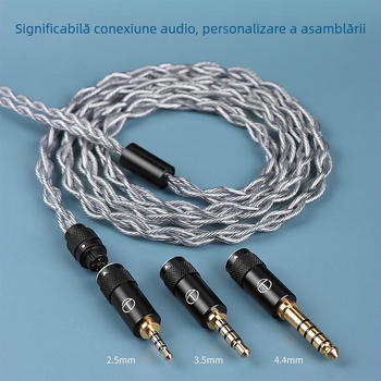 Cablu audio pentru căști TRN Sea Serpent, conductor din cupru placat cu argint, patru fire, 5 pini cu mufe audio interschimbabile