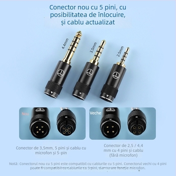 Cablu audio pentru căști TRN Sea Serpent, conductor din cupru placat cu argint, patru fire, 5 pini cu mufe audio interschimbabile