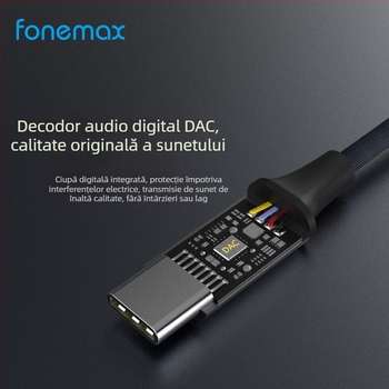 Adaptor audio Type-C la 3,5 mm pentru iPhone 16/17, Fonemax AT-01, finisaj nichelat, miez din cupru placat cu staniu, conductor din aliaj, 10 g