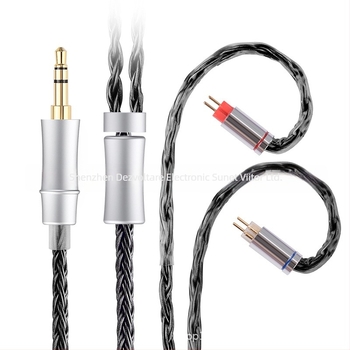 Faaeal Cablu pentru căști balansat 4.4mm, 16 fire din cupru placat cu argint, împletire încrucișată, 2‑pin 0.78mm