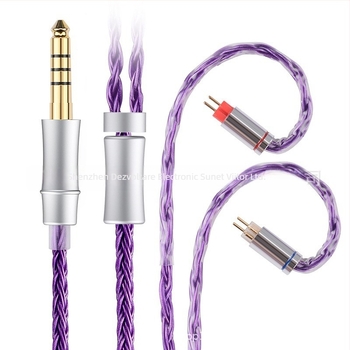 Faaeal Cablu pentru căști balansat 4.4mm, 16 fire din cupru placat cu argint, împletire încrucișată, 2‑pin 0.78mm