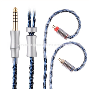 Faaeal Cablu pentru căști balansat 4.4mm, 16 fire din cupru placat cu argint, împletire încrucișată, 2‑pin 0.78mm