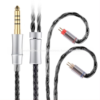 Faaeal Cablu pentru căști balansat 4.4mm, 16 fire din cupru placat cu argint, împletire încrucișată, 2‑pin 0.78mm