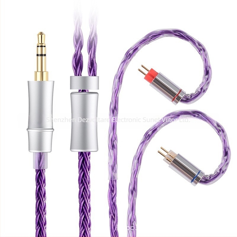 Faaeal Cablu pentru căști balansat 4.4mm, 16 fire din cupru placat cu argint, împletire încrucișată, 2‑pin 0.78mm