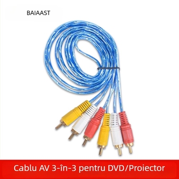 Cablu AV, 3RCA la 3RCA, cablu audio/video ecranat Lotus pentru TV