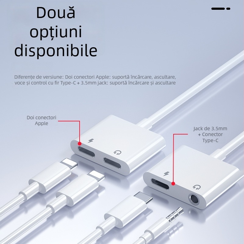 Adaptor Type-C pentru căști, interfețe multiple către 3,5 mm, cablu audio cu fir, model YXS01