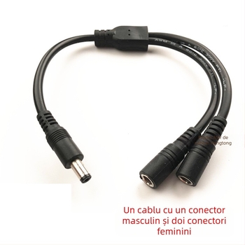 Yi Lian cablu splitter DC 5.5×2.1 mm, 12V, 1 la 2 conectori DC, secțiune 0.75 mm²