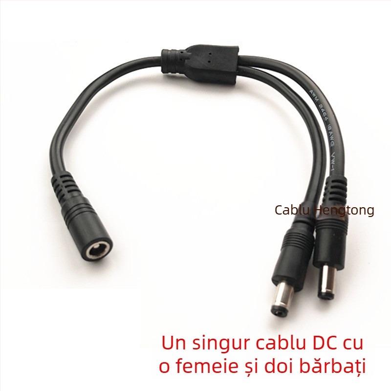 Yi Lian cablu splitter DC 5.5×2.1 mm, 12V, 1 la 2 conectori DC, secțiune 0.75 mm²