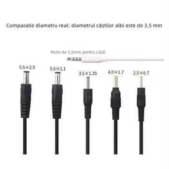 Cablu de încărcare DC 1 la 5 cu mufe circulare 2.0/2.5/3.5/4.0 și conector de alimentare universal de 5.5 mm pentru lămpi de birou, ventilatoare, faruri