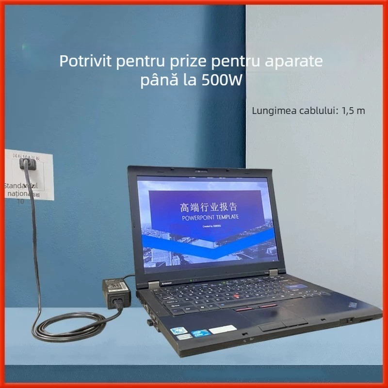 Cablu de alimentare pentru PC - figure-8 cu priză plată dublă, lungime 5 m, secțiune 0,5 mm², Standard Național