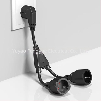 Cablu de prelungire, standard european, 3 conductori, 1,5 mm², lungime 0,35 m, conectori cu 3 pini: masculin și feminin