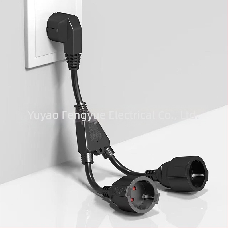 Cablu de prelungire, standard european, 3 conductori, 1,5 mm², lungime 0,35 m, conectori cu 3 pini: masculin și feminin