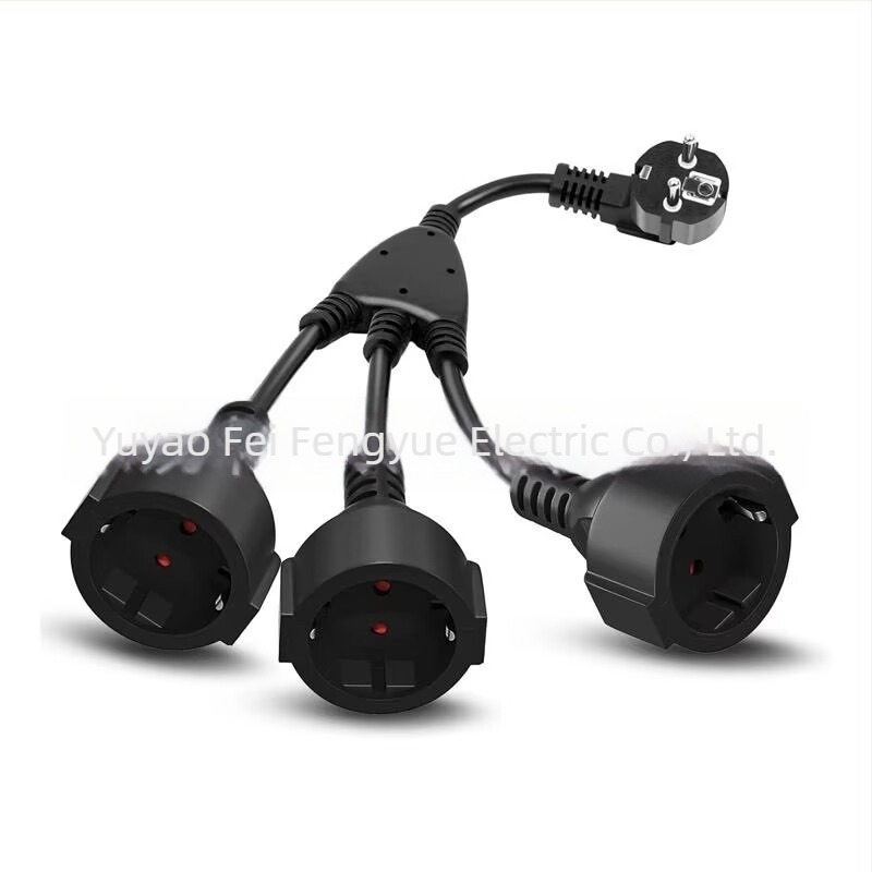 Cablul de prelungire în standard UE, 1 la 3, cu 3 pini, cablu de alimentare cu 3 conductori, 1,5 mm²