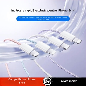 Macaron Cablu de date Lightning/Type-C, Încărcare rapidă PD20W, lungime 1–2 m, material TPE