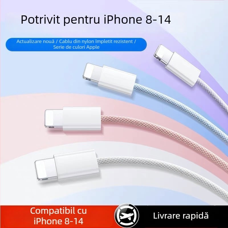 Macaron Cablu de date Lightning/Type-C, Încărcare rapidă PD20W, lungime 1–2 m, material TPE