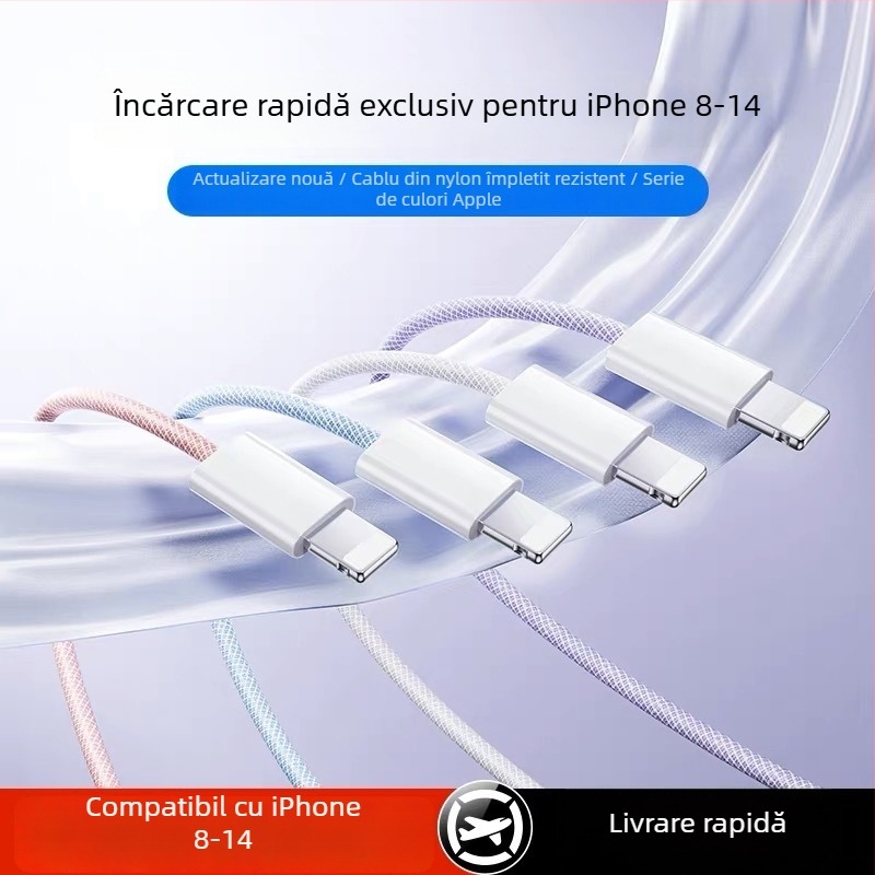 Macaron Cablu de date Lightning/Type-C, Încărcare rapidă PD20W, lungime 1–2 m, material TPE