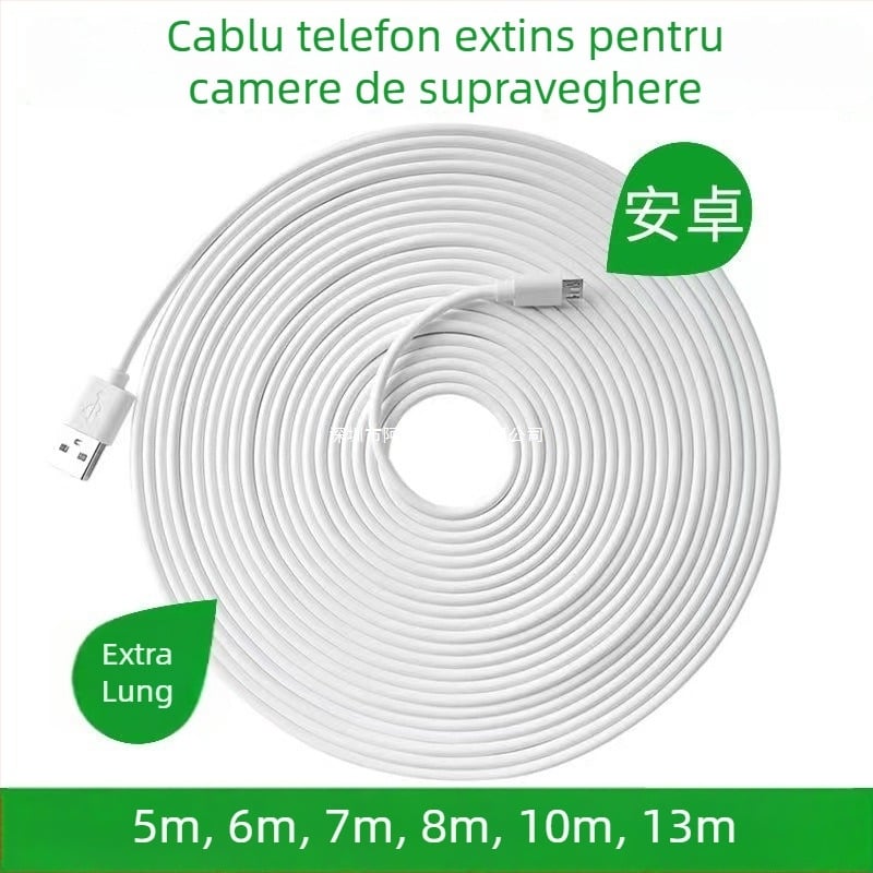 Cablu extensie alimentare pentru cameră USB, Micro-USB și Type-C, conectare unică, încărcare sigură rapidă, 5V