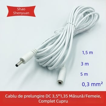 Cablu extensie alimentare DC SSY DC-153 — DC 3,5 × 1,35 mm, conductor din cupru, secțiune 0,3 mm², înveliș din cauciuc