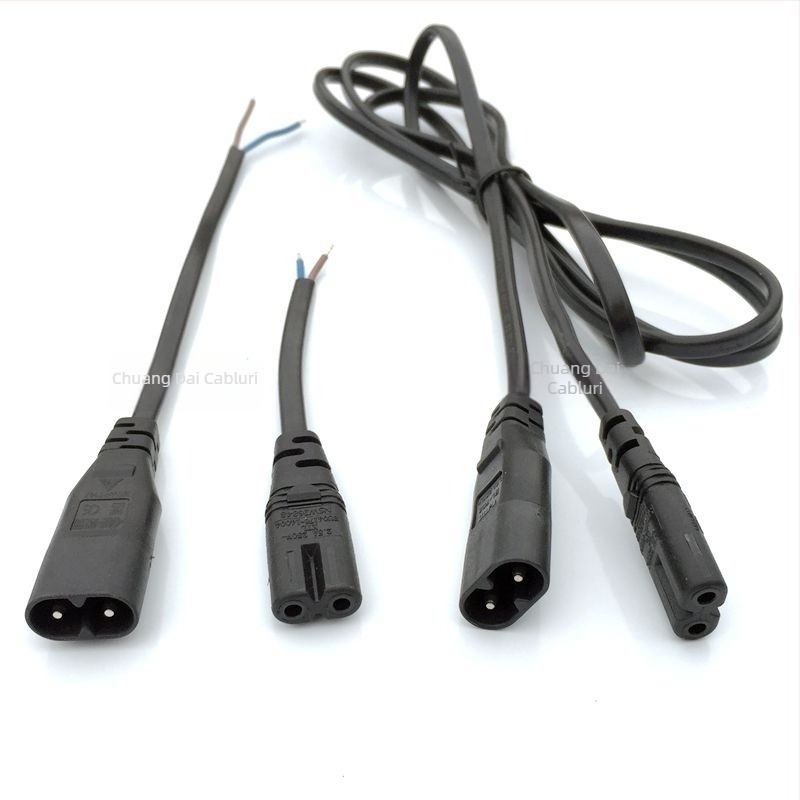 Cablu de alimentare cu formă de opt, C7 la unghi drept, 2 conductori, lungime 0.5/1/1.5 m, 2.5A 250V