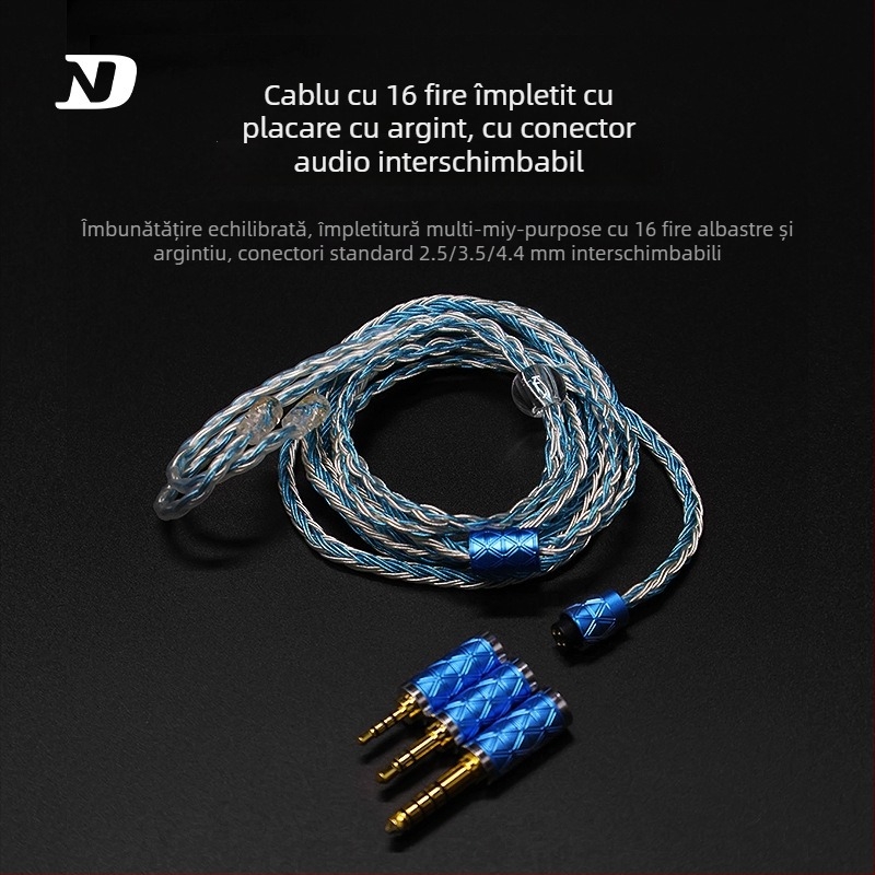 Nd D3 cablu audio cu mufe interschimbabile – 2.5/3.5/4/4, 16 fire, conductor din cupru placat cu argint, cupru fără oxigen, Rohs certificat