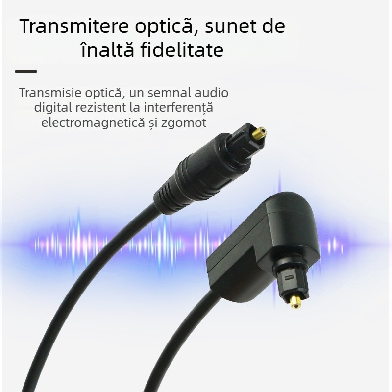 Cablu optic Toslink pătrat, conectori placate cu aur, nucleu PMMA, pentru televizor și difuzoare