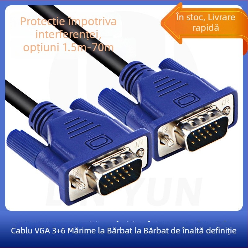 Cablu de extindere VGA 3+6 M-M pentru transmisia semnalului video, cu conductori din cupru pur