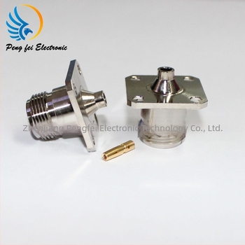 Conector RF coaxial N-KFB3, femeie, flanșă cu patru găuri, izolator PTFE