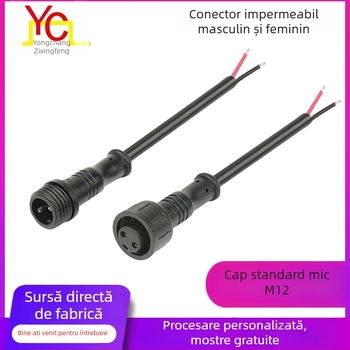 Conector impermeabil M12 pentru vehicule electrice, pentru bandă LED exterioară, 2–5 poli, contacte din cupru fără oxigen