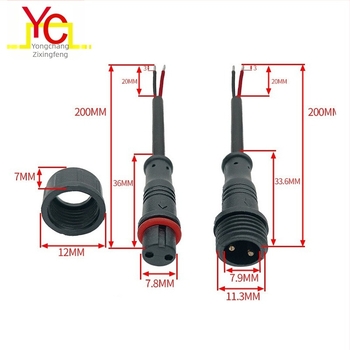 Conector impermeabil M12 pentru vehicule electrice, pentru bandă LED exterioară, 2–5 poli, contacte din cupru fără oxigen
