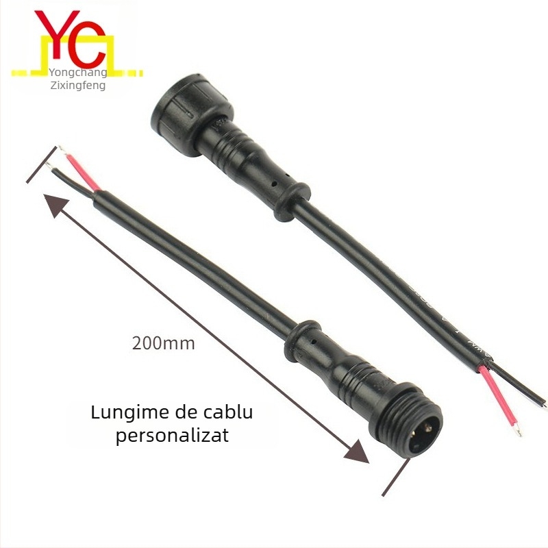 Conector impermeabil M12 pentru vehicule electrice, pentru bandă LED exterioară, 2–5 poli, contacte din cupru fără oxigen