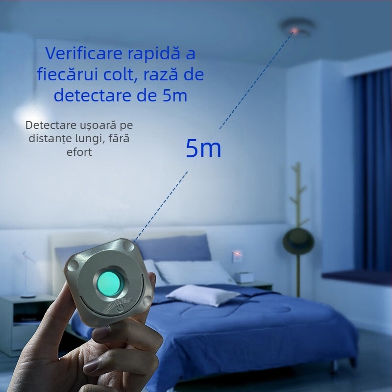 Detector fără fir pentru camere, detecție infraroasă, bandă 0-2000 MHz, rază 5 m, alimentare 5 V