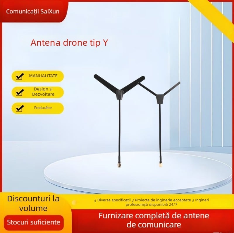 Antena pentru dronă cu câștig înalt și interfață SMA de tip Y