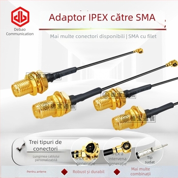 Cablu adaptor IPEX la SMA femelă pentru antenă, 0–3 GHz, 50 Ω, SWR ≤1.5, câștig 3 dB, lungime 15 cm