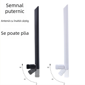 Antena lamelă, dublă bandă 5–6 GHz, câștig 6 dBi, filet SMA intern, pliabil