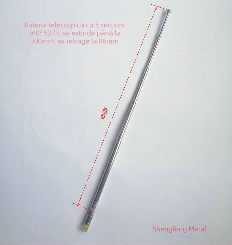 Shengfeng antenă radio telescopic din oțel inoxidabil, model 5273III, greutate 0,085 kg