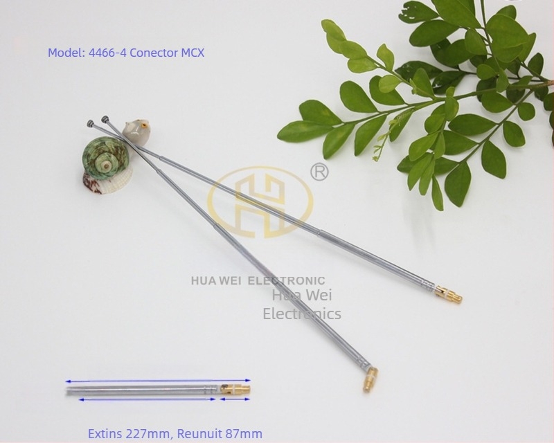 Antena telescopică MCX cu tijă, antenă radio rotativă, model 4466-4 MCX, conector MCX masculin cu pin, frecvență bandă întreagă, impedanță bandă întreagă, putere bandă întreagă
